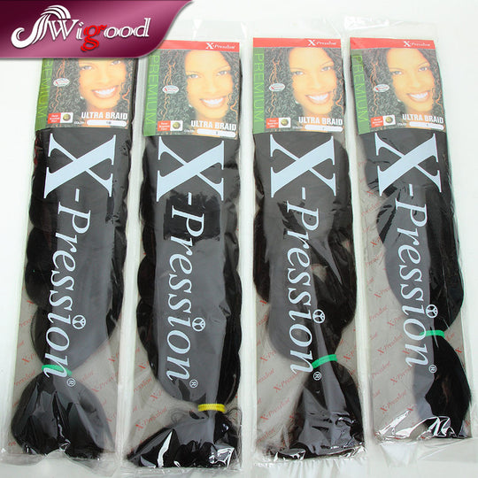 New African Chemical Fiber XpressionBraid Hair, European and American Natural Wig Black Braid Mixed Color Black 0 null