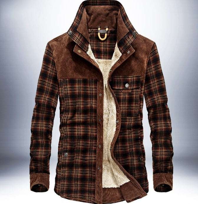 Winter Jacket Men Thicken Warm Fleece Jackets Coats Pure Cotton Plaid Jacket Military Clothes Red Coffee 0 Zimivas