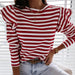 Striped round neck long sleeves Wine Red 0 Zimivas