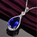 Angel Eyes Blue Crystal Sapphire Tanzanite Pendant Necklaces For Women Jewelry Bijoux Party Fashion Gifts Pendant with cross chain jewelry Zimivas