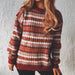 Retro Pattern Round Neck Long Sleeve Knitted women Pullover Sweater Women Clothing Zimivas