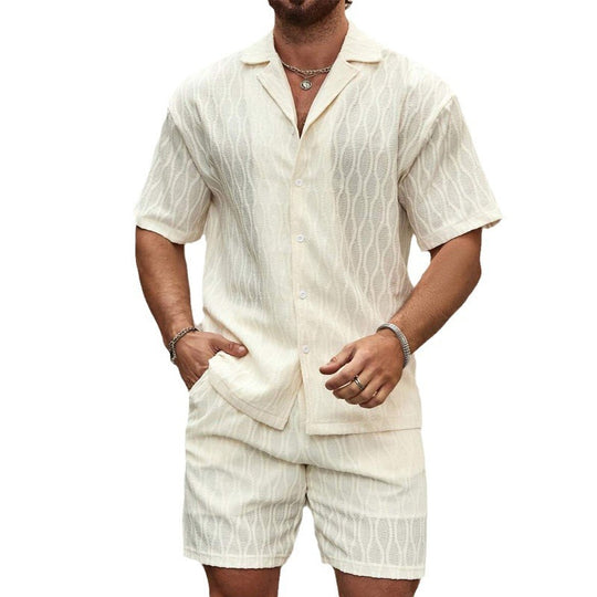 Mens Clothing Men's Loose Short Sleeve Shirt Shorts Casual Suit Men Clothing Zimivas