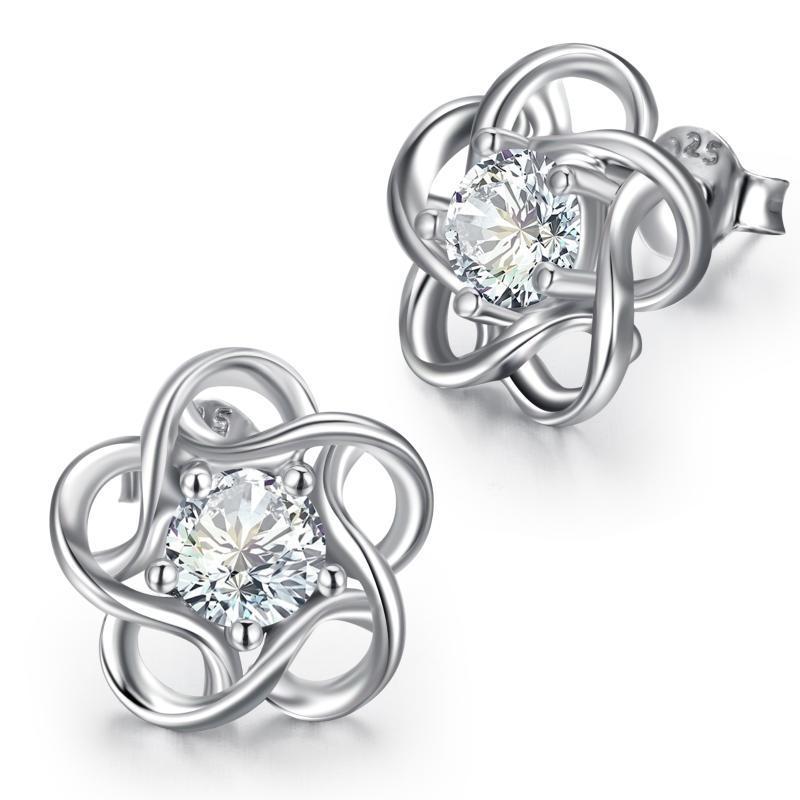 Sterling Silver Women's Flower Stud Earrings Jewelry Silver 5 null