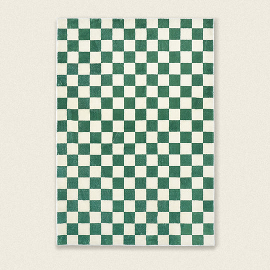 Retro Classic Checkerboard Vertigo Rug Living Room Bedroom Green grid impression 0 null