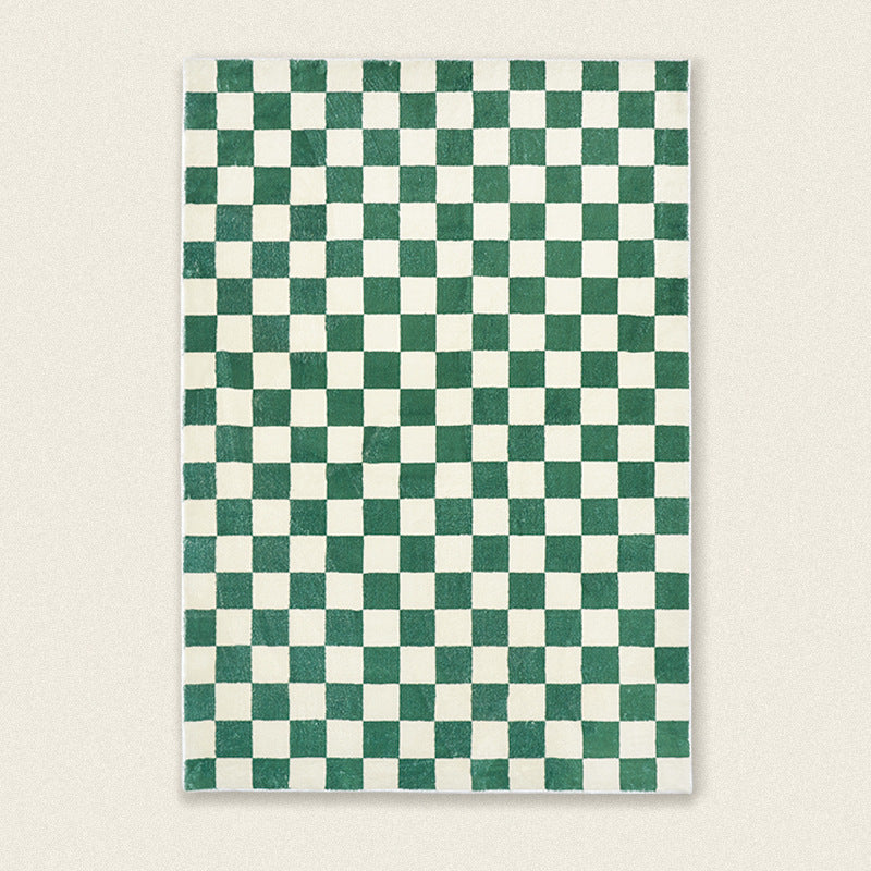 Retro Classic Checkerboard Vertigo Rug Living Room Bedroom Green grid impression 0 null