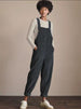 Corduroy Bib Overalls With Buttons And Pockets Fashion Casual Jumpsuit Loose Straight Pnats For Women Dark Gray 0 null