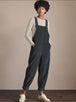 Corduroy Bib Overalls With Buttons And Pockets Fashion Casual Jumpsuit Loose Straight Pnats For Women Dark Gray 0 null