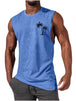 Coconut Tree Embroidery Vest Summer Beach Tank Tops Workout Muscle Men Sports Fitness T-shirt Blue Men Clothing Zimivas