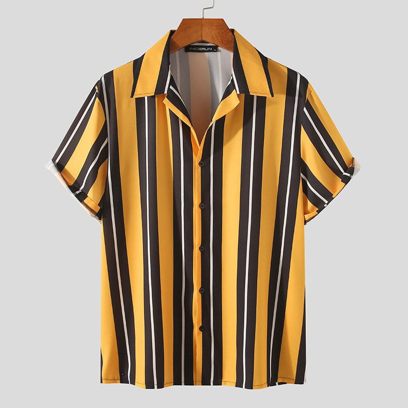 Soft Shirts For Men Shirt Mens Summer Streetwear Casual Yellow Men Clothing Zimivas