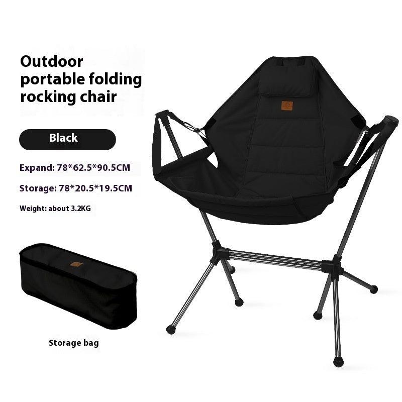 Rocking Chair Outdoor Aluminum Alloy Folding Chair Portable Black 0 null