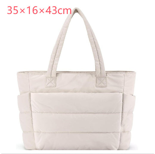 Women's Cotton Handbag Large Zipper Travel Essential Beige 35x16x43cm bag Zimivas