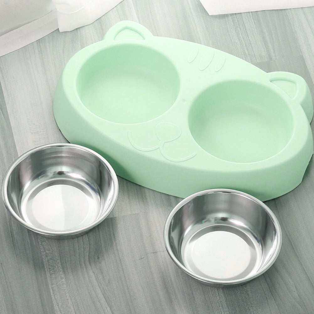 Dog Bowls Double Dog Water And Food Bowls Stainless Steel Bowls With Non-Slip Resin Station, Pet Feeder Bowls For Puppy Medium Dogs Cats 5 null