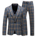 Men''s Business Wedding Dress Suit Set Yellow grid 0 null