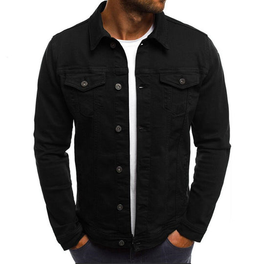 Casual Men Jacket Denim Button Shirt Black 0 null