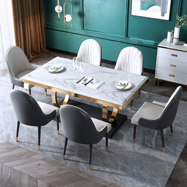 Modern Household Simple Slate Dining Table And Chair Combination 0 null