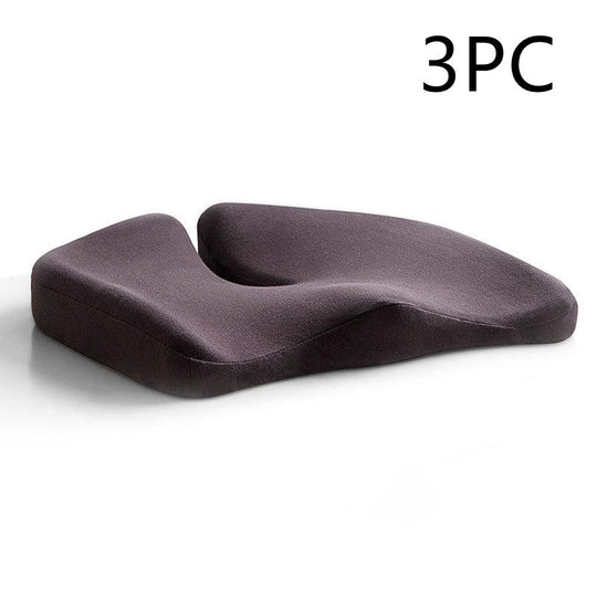 Pressure Relief Seat Cushion And Back Relief Lumbar Pillow Breathable Ass Cushion Non-Slip Wear-Resistant Office Chair Pads Brown 3PCS 0 null