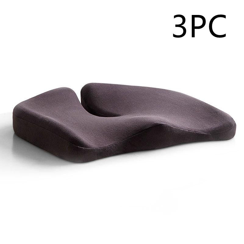 Pressure Relief Seat Cushion And Back Relief Lumbar Pillow Breathable Ass Cushion Non-Slip Wear-Resistant Office Chair Pads Brown 3PCS 0 null