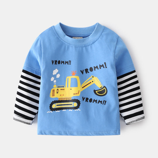 Cotton Round Neck Non-hooded Children's Clothing Cute Fashion Casual Children's Clothing Blue 0 null