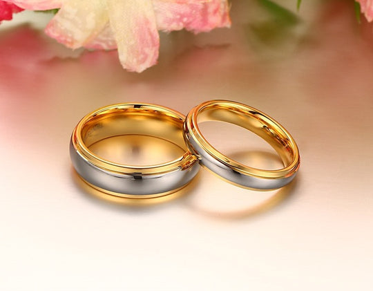 Tungsten steel couple gold ring Europe and the United States wind engagement ring fashion ring 0 null