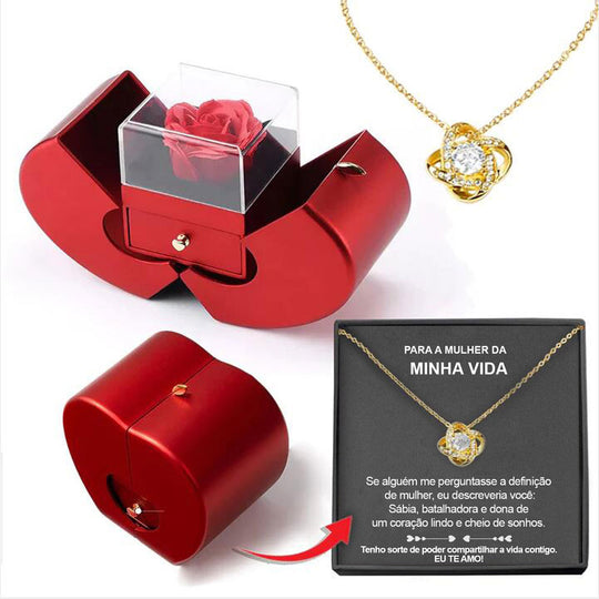 Fashion Jewelry Box Red Apple Christmas Gift Necklace Eternal Rose For Girl Mother's Day Valentine's Day Gifts With Artificial Flower Rose Flower Jewelry Box Necklace WISDOM TRYMA Box Spanish necklace Zimivas