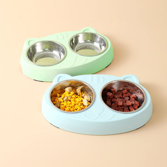 Dog Bowls Double Dog Water And Food Bowls Stainless Steel Bowls With Non-Slip Resin Station, Pet Feeder Bowls For Puppy Medium Dogs Cats 5 null