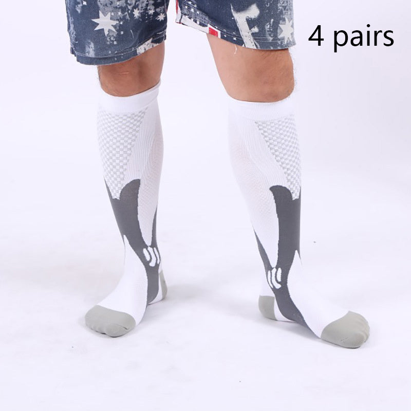 New Stretch Sports Pressure Men's And Women's Riding Soccer Socks White 4pairs 2XL 3XL 0 null