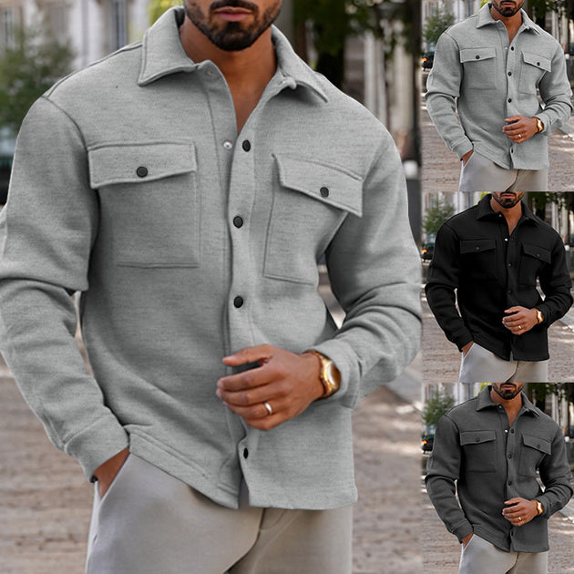 Men's Lapel Single Breasted Solid Color Jacket 0 null