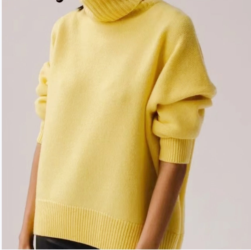 Women's Long-sleeved Pullover Solid Color Sweater Yellow 0 null