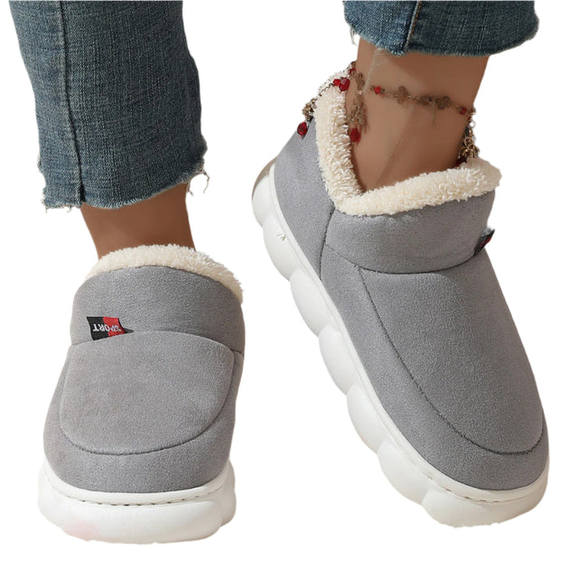 Winter Plush Cotton Shoes for Women and Men Warm Suede House Shoes For Parents Solid Color Thick-soled shoes Zimivas