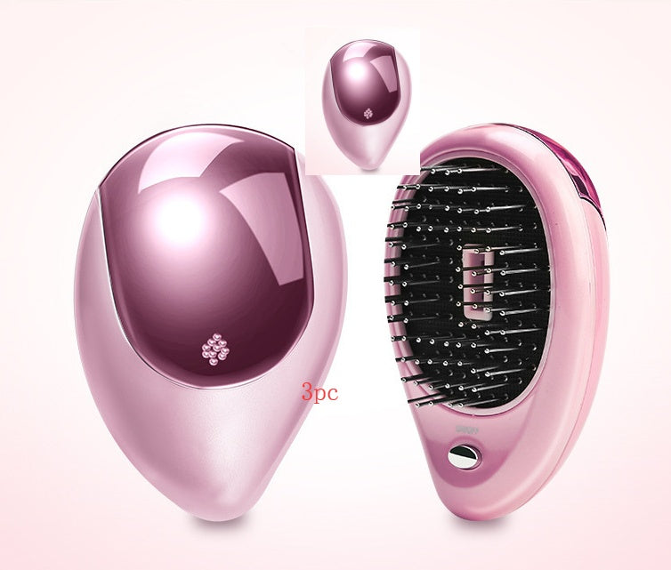 Electric Sound Wave Vibration Magnetic Massage Comb Portable Negative Ion Hair Comb Pink 3pc 0 null