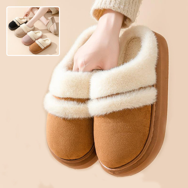 Fashion Warm Cotton Slippers For Women Leisure Thick Bottom Non-slip Plus-velvet House Shoes Winter Bedroom Floor Suede Slipper 4 null