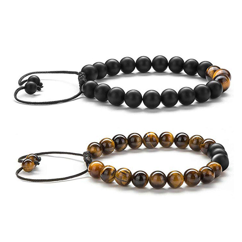 Tiger Eye Couple Bracelets Matte Black Agate Beads Bracelet Q 0 null