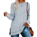 Women's Long Sleeve Loose Casual Fall Pullover Solid Color Top Blue Women Clothing Zimivas