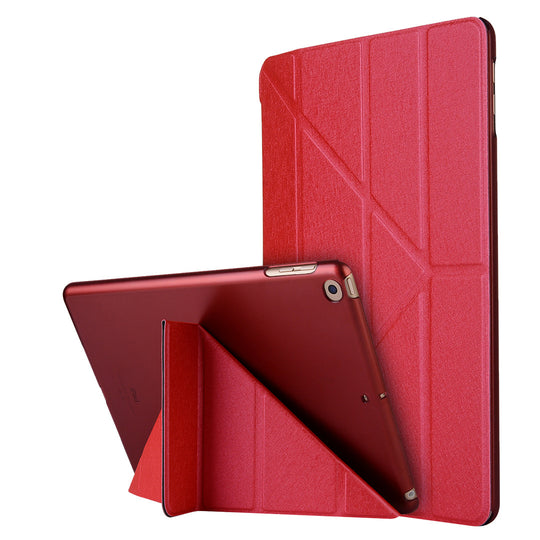 Compatible with Apple, Applicable to new ipadPro11 silk holster ultra-thin protective shell 9.7 dormant deformation leather case Bright red 0 Zimivas