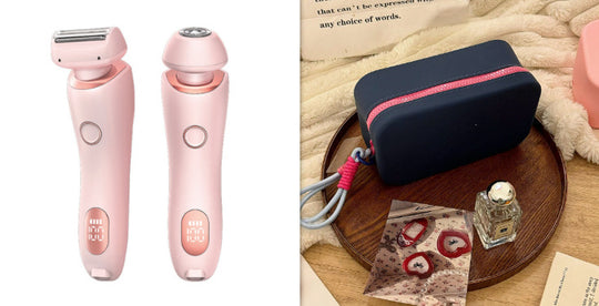 2 In 1 Hair Removal Epilator USB Rechargeable Trimmer Women Body Razor Face Leg Armpit Bikini Hand Pubic Shaver Hair Remover Pink and Rose Pink set USB Hair accessories Zimivas