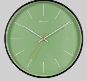 minimalist silent wall clock Green scale metal black frame 0 null