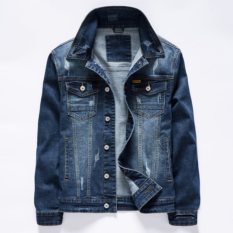 Men's Casual Versatile Denim Jacket Top Dark Blue men clothing Zimivas