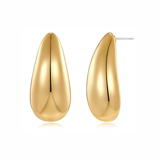 Metal Water Drop Earrings With A Sense Of Niche Luxury Golden Oval Jewelry Zimivas