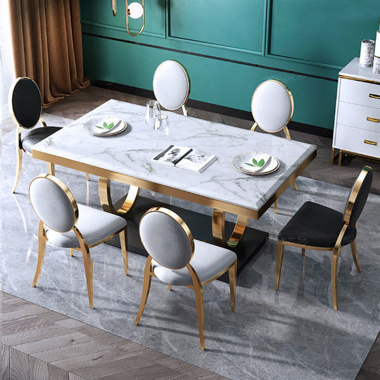 Modern Household Simple Slate Dining Table And Chair Combination 0 null