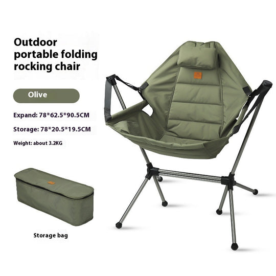 Rocking Chair Outdoor Aluminum Alloy Folding Chair Portable Olive 0 null