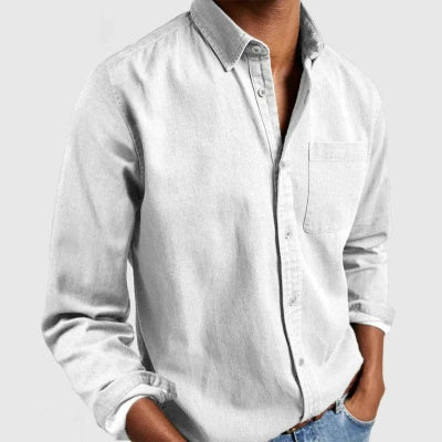 2024 Men's Shirt New Long Sleeve Lapel White Men Clothing Zimivas