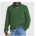 Men's Business Casual Loose Zip Stand Collar Sweater Green Men Clothing Zimivas