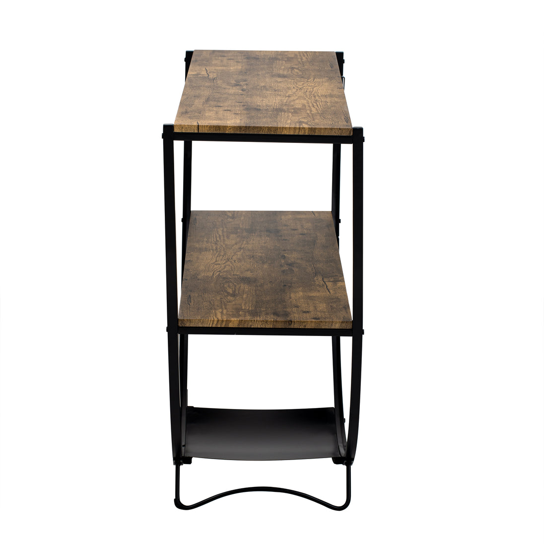 TREXM Rustic Industrial Design Demilune Shape Textured Metal Distressed Wood Console Table (Distressed Brown) eprolo