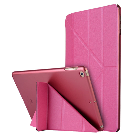 Compatible with Apple, Applicable to new ipadPro11 silk holster ultra-thin protective shell 9.7 dormant deformation leather case Rose red 0 Zimivas