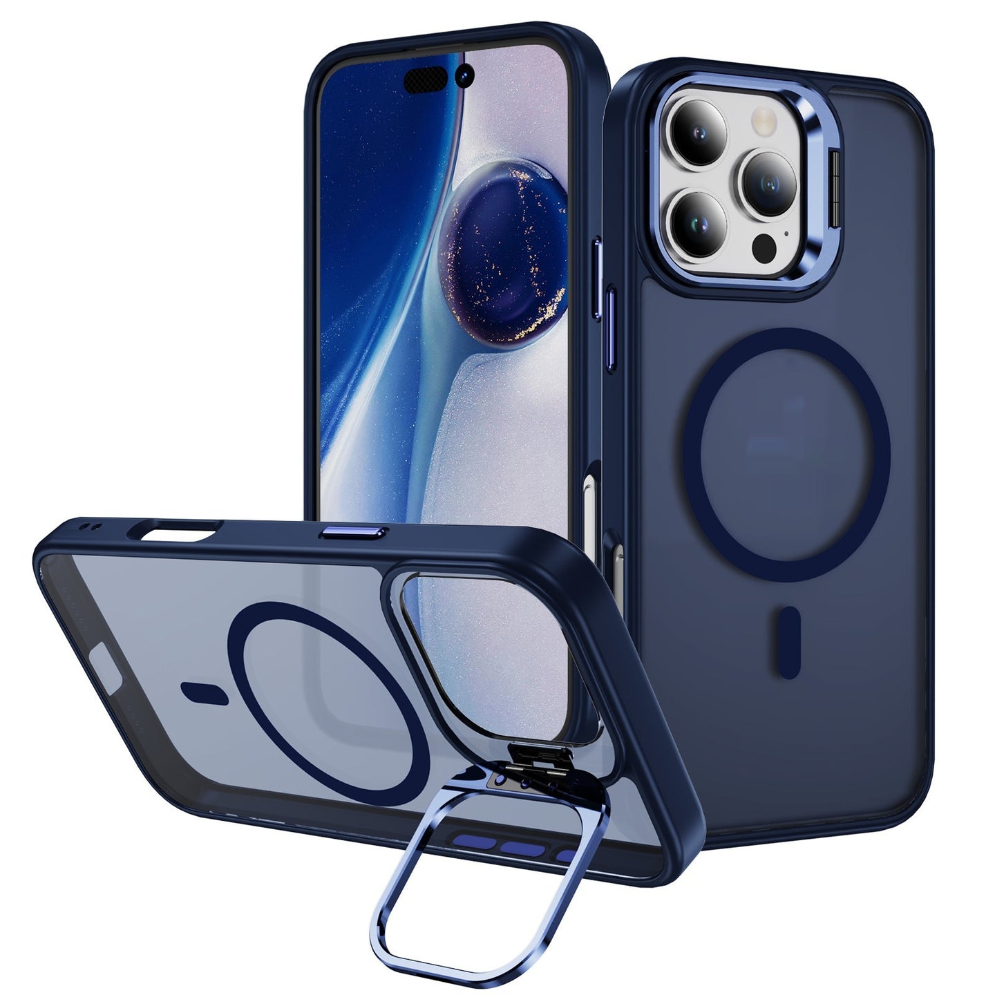 Magnetic Phone Case Lens Bracket Phone Case Navy Blue 0 null