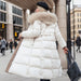 Winter Slim Long Jacket With Fur Hood And Belt Fashion Solid Hooded Coat Warm Clothing For Women OFF White With Khaki 0 null