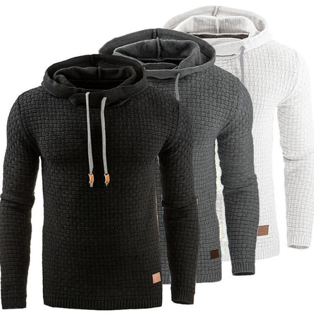 Men's Jacquard Sweater Long-sleeved Hoodie Warm Color Hooded Sweatshirt Jacket Men Clothing Zimivas