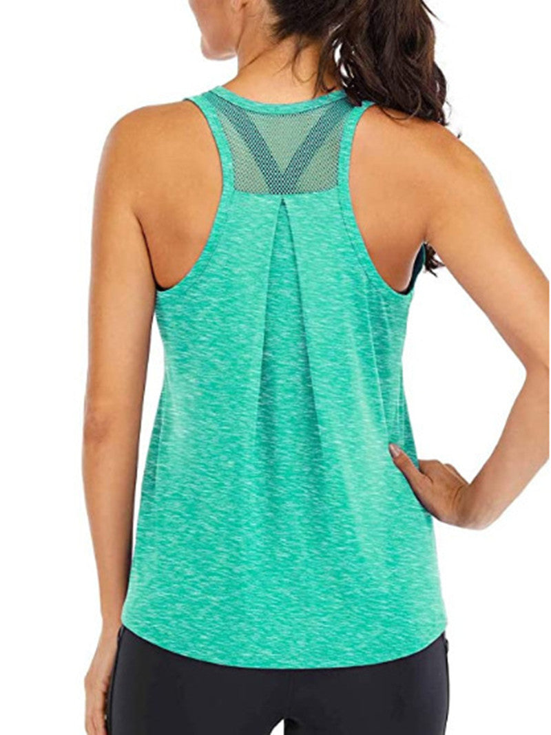 Women's loose racer mesh halter sports vest Light green Women Clothing Zimivas