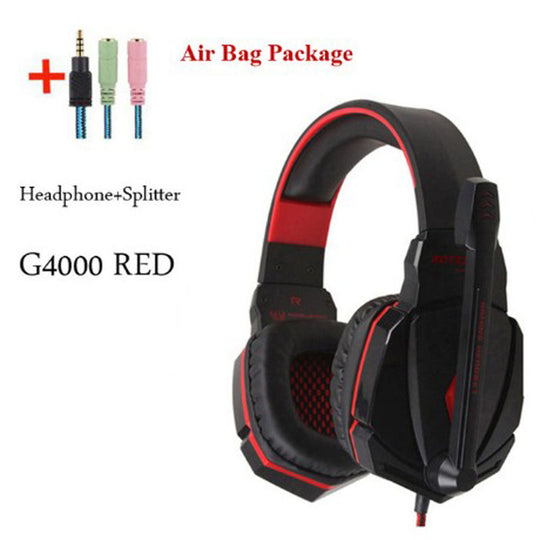 Wired Gaming Headset Headphones Surround Sound Deep Bass Stereo Casque Earphones With Microphone Black red G4000 Consumer Electronics Zimivas