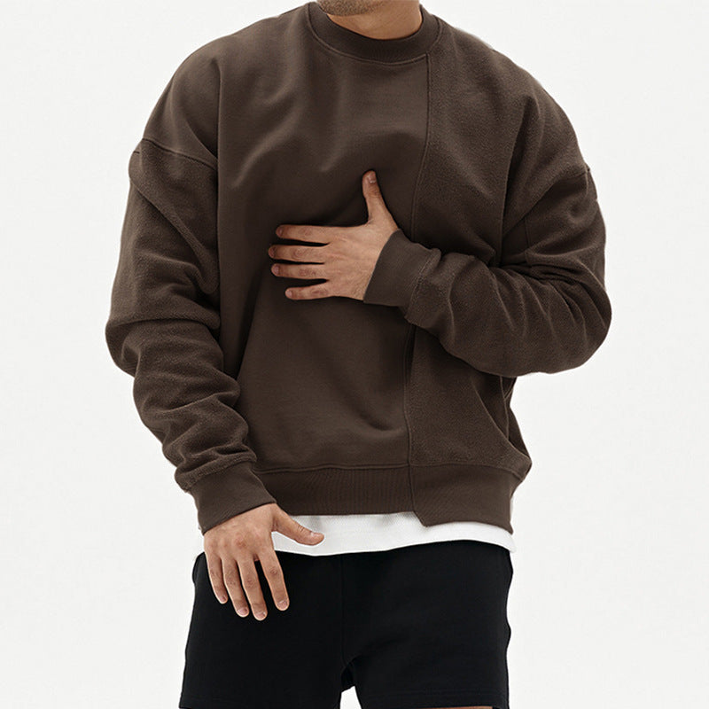 Pullover Round Neck Sweater Loose Men Clothes Brown 0 Zimivas